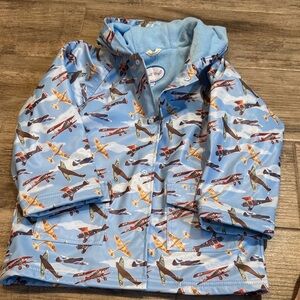 Kids Airplane Print Raincoat - Sky Blue